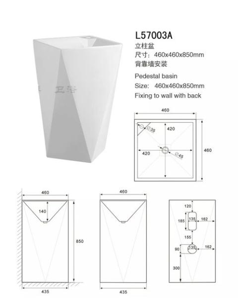 Diamond Shape Modern Pedestal Sink , Ivory / White Pedestal Sink Anti Pollution