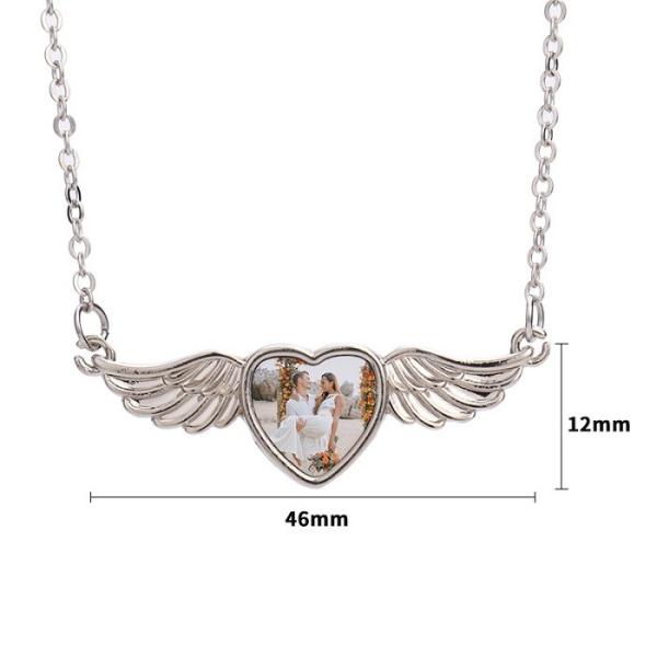 Jewelry Laser Back Pendant Personalized Angel Wing Necklace Memory Pendant With Wings