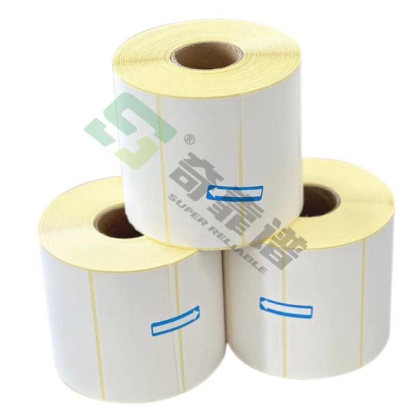 Adhesive Thermal Label Blank Thermal Label Adhesive Barcode Sticker with yelllw glassine Liner