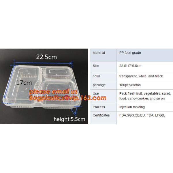 Коробка бенто пластикового устранимого пластикового взятия качества еды отсутствующая с 4 отсек, пищевой контейнер контейнеров пластиковый течебезопасный