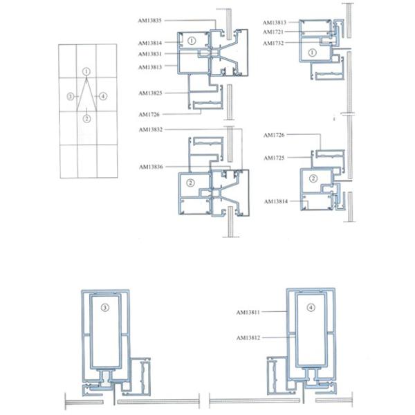 Анодированные системы, 6063-T5 золотистых/серебра алюминиевые ненесущей стены