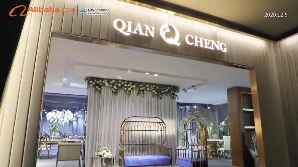 Qiancheng SS superiores de vidro consola os pés de aço inoxidável do ouro da tabela