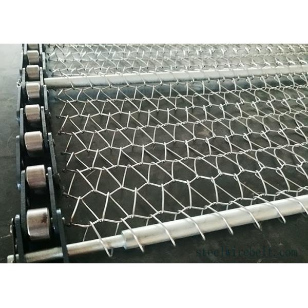 Durable Stainless Steel Wire Belt , Food Cleaning Chain Link Conveyor Belt