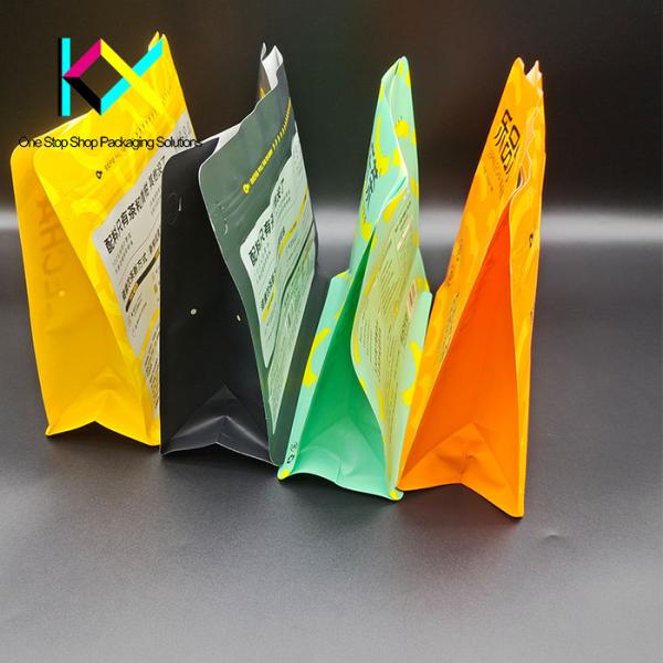Side Zipper Eco Friendly Tea Bag Packaging with Customizable Flat Bottom in Various Sizes