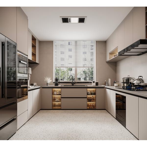 Hotel Modern Kitchen Cabinet With DTC Hardware And Particle Board Carcass