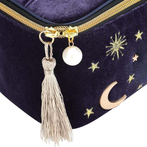 Durable and Exquisite Handy Makeup Bag  Navy Blue Sky Goose-down Convenient shock protection  Makeup Bag