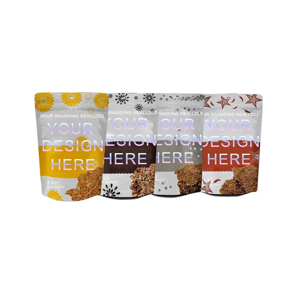 Custom 3.5g Food Grade Durable Multi-Layer Design Stand Pouch Waterproof Resealable Mylar Bags for Flaxseed Crackers Milk Jelly