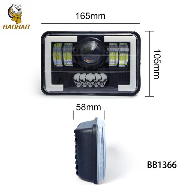 Plastic Aluminum 5 Inch Skull White Yellow Car LED Headlights Moto Spotlight