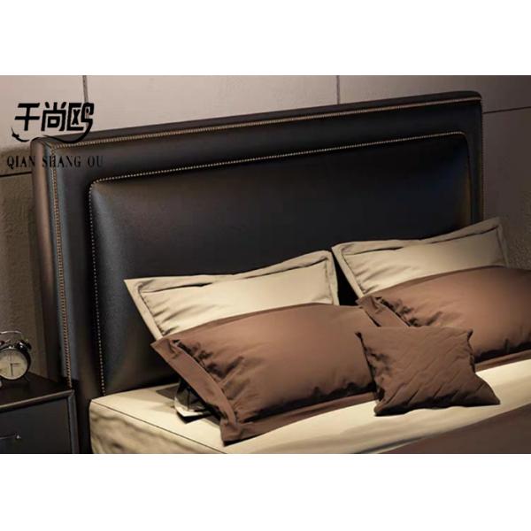 Premium Luxury Leather Pneumatic Storage Bed Easy Clean / maintain