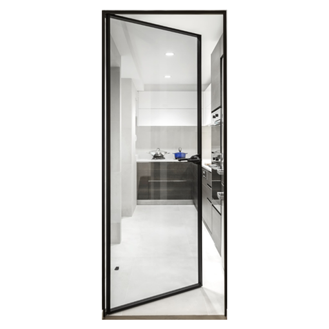 Narrow Frame Internal Aluminium Frame Bathroom Door With Laminated Glass