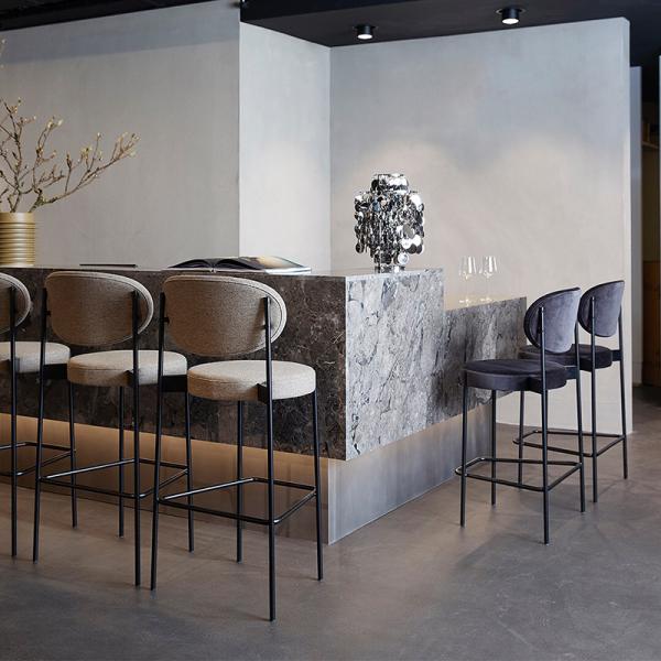 Altura comercial de los taburetes de bar del café para 45 pulgadas al revés tela del terciopelo del negro de 48 pulgadas