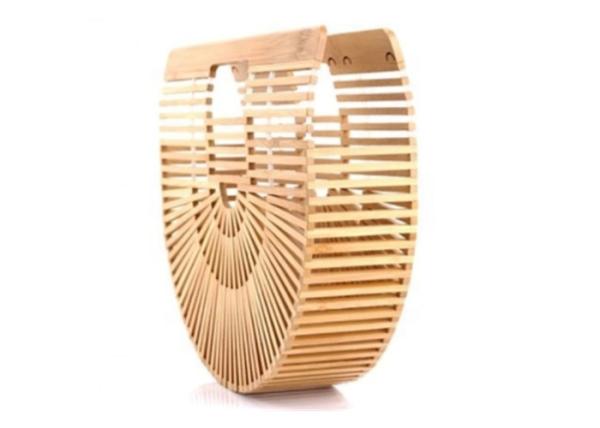 Ins Popular Women Charcoal Rattan Bamboo Clutch Bag , Open Closure Bamboo Handbag