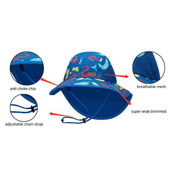 SGS Neck Flap Childrens Bucket Hats wide brim For Summer Beach