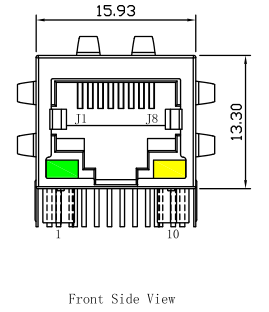 Magnetics 10/100Base-T LPJ0155GENL de HFJ11-RP48E-L12RL RJ45 que rectifica el circuito