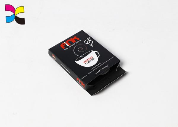 Food Instant Coffee Printed Cardboard Boxes Black Red Card Shape Embossing