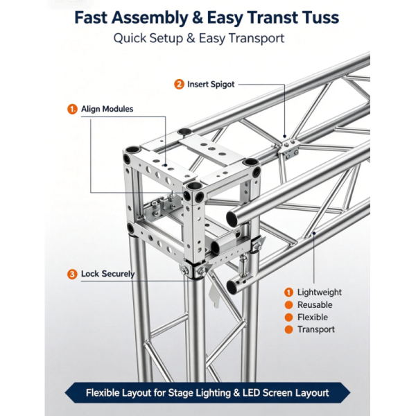 290x290mm Spigot Truss | 6082-T6 | Quick Connect Stage