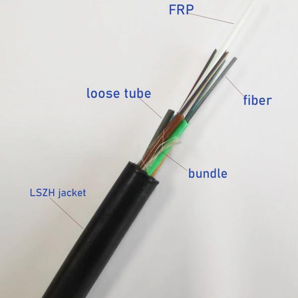 FRP Força Membro LSZH Camada Fibra Óptica GYFTZY cabo de fibra óptica exterior tubo solto enrolado