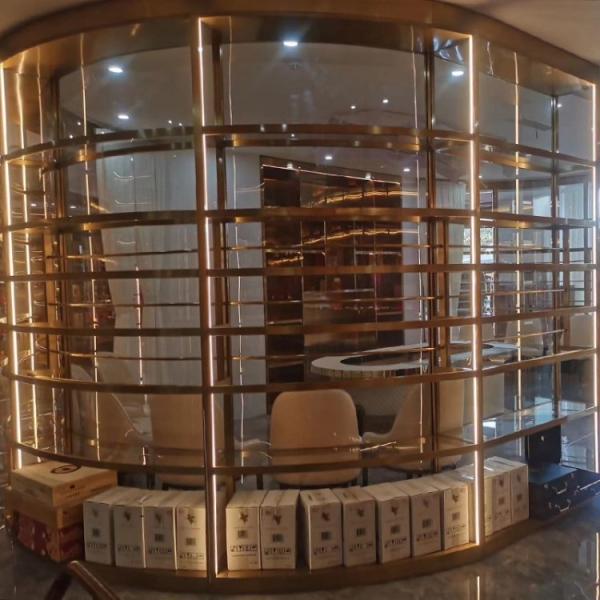 Arc Shaped Metal Wine Cabinet Freestanding Modern Wine Fridge Cabinet