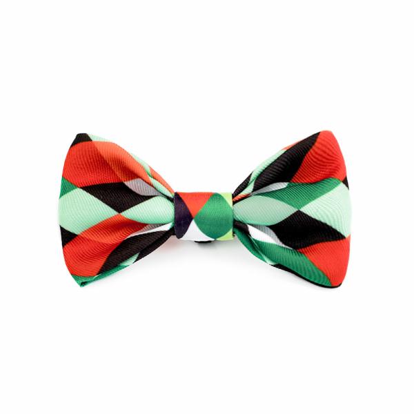 3.94in 10cm Red Rainbow Dog Bowtie Plaid Dog Collar With Bow