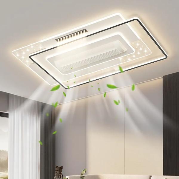 128W Full Spectrum Eye Protection Leafless LED Ceiling Fan Light For Dining Room