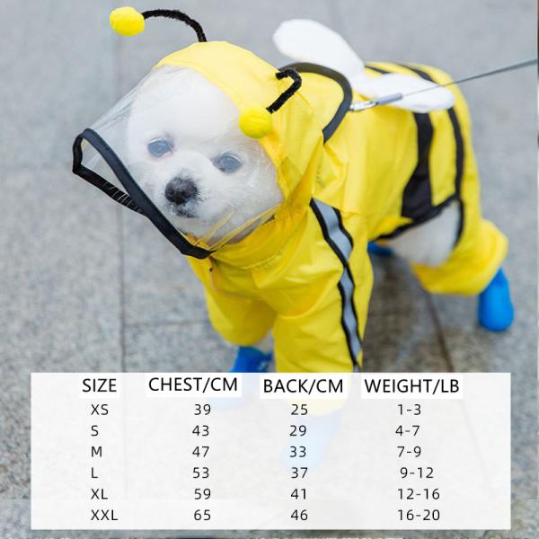 3D Tailoring Haute élasticité manteau de pluie pour chien avec capuche épaissie Logo personnalisé