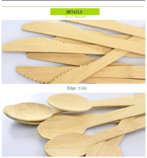 Party Restaurant Picnic and Home 2023 Eco-Friendly Disposable Bamboo Cutlery Set with Napkin