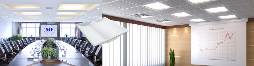 Коммерческое освещение Светодиодная панель Светодиодный потолок Троффер Световые светильники 50W 2 * 4FT Огнеупорный Антиотражательный Снижаемый потолок