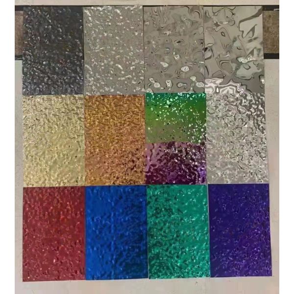 Mirror Sapphire Blue Gold Color Water Wave Stainless Steel Panel 0.3mm Thickness