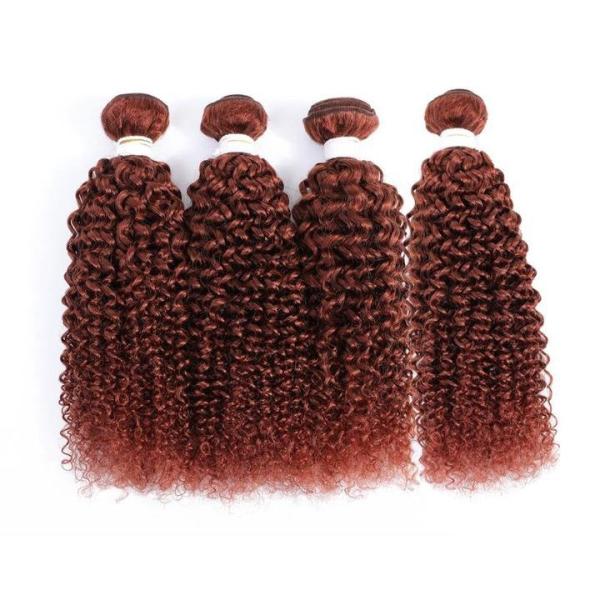 #33 Dark Auburn Kinky Curly Remy Human Hair Bundles Sew In Weave Bundles Brazilian Bundle Deals