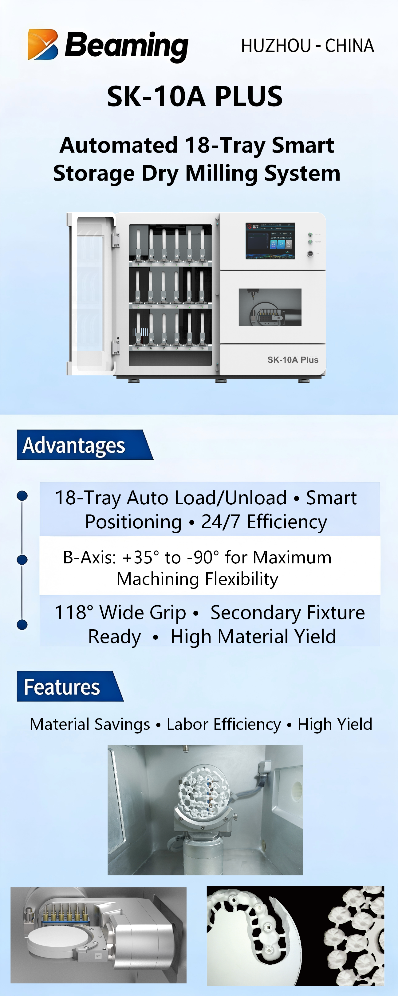 SK-10A PLUS 5-Axis Dental Milling Machine  / 18-Disc Automatic Magazine