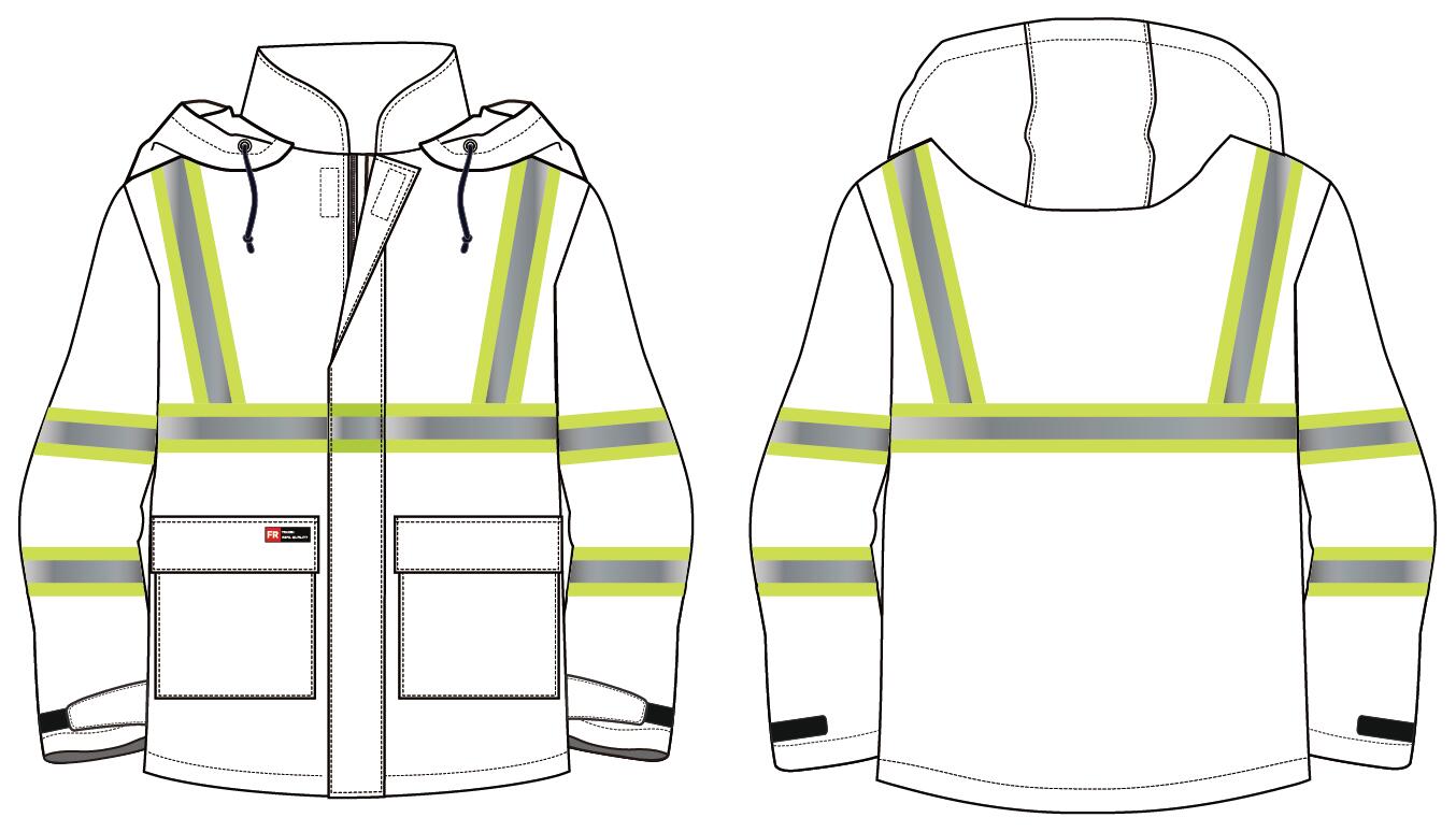 Оффшорная куртка дождя HIVIS желтая FR, огнезамедлительная шестерня дождя EN11611