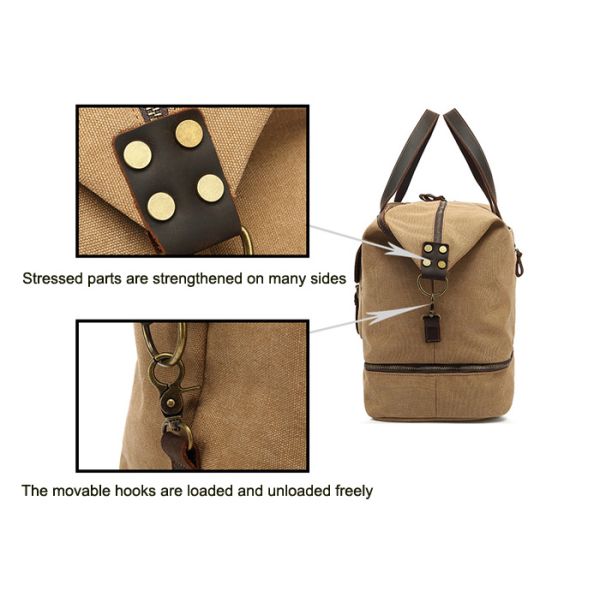 Genuine Leather Canvas Anti Tear Outdoor Duffle Bag Waterproof Durable Carry On
