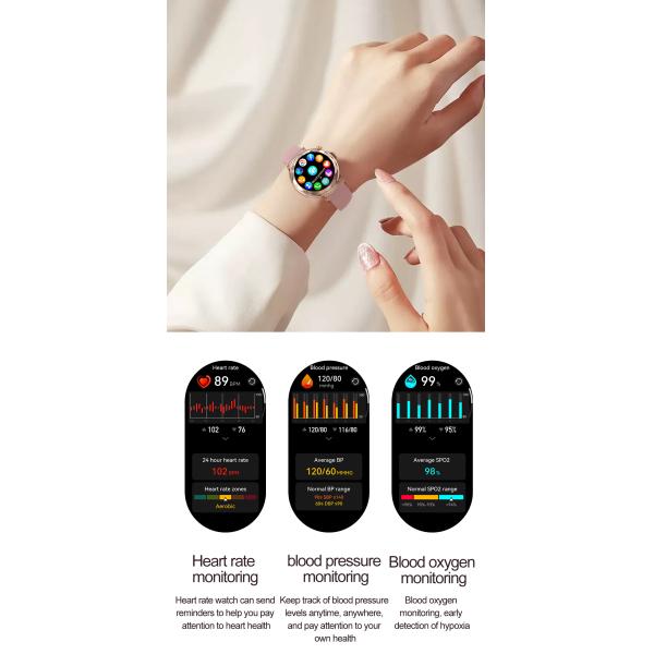 Monitoreo de salud Reloj inteligente para mujeres Control de voz Reproductor de música Moderno