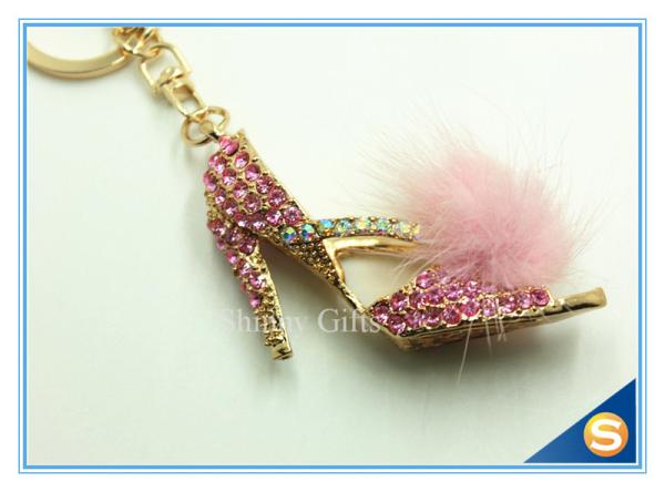 Rhinestone High Heeled Shoes Connecting Metal Key Chain Metal Charm Pendant Purse Bag Key Ring
