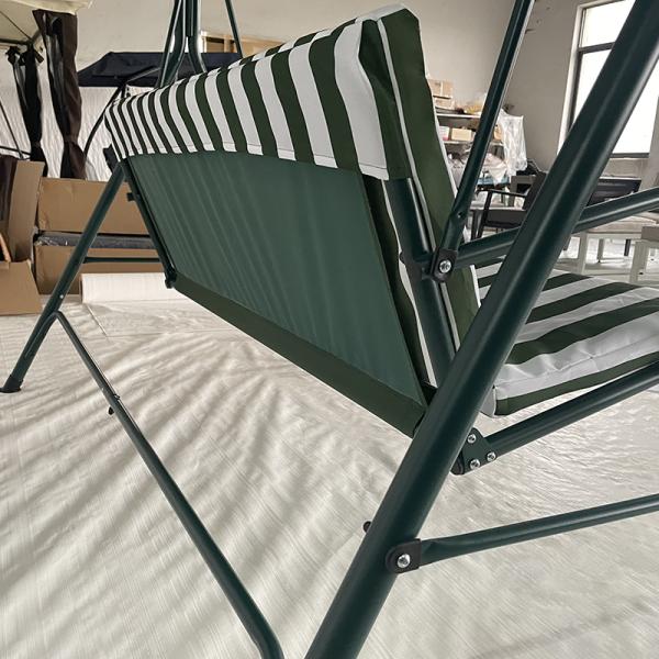 Outdoor Hanging Bed Modern Design 3-Person Patio Swing Chair with Steel Tube and Roof