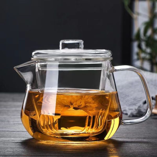 Modern Household Glass Tea Set Explosion Proof Glass Teapot With Removable Infuser