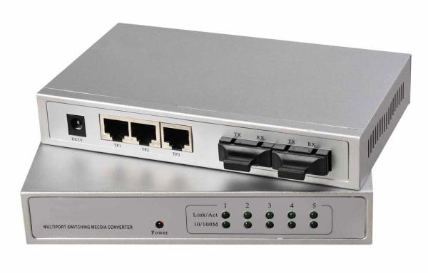 Half / Full duples RJ45 ports 2 fiber port  switch 3 port 10 / 100M auto-detect