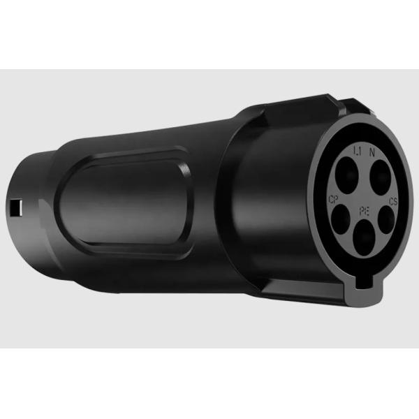 IEC62196 10-32A 250V Type 1 AC Male to Type 2 AC Female EV Adapter Black