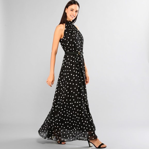Newest Design Women Polka Dot Chiffon Maxi Dress