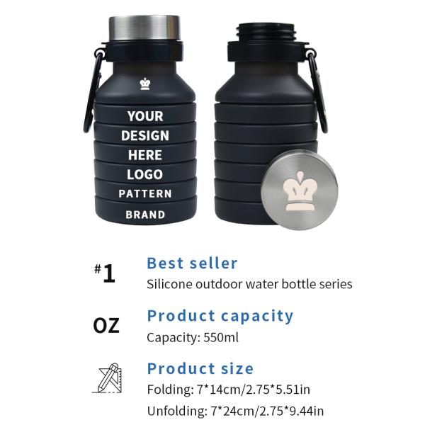 Silicone Sleeve 500ML Collapsible Water Bottle with Lid Eco-Friendly and Durable