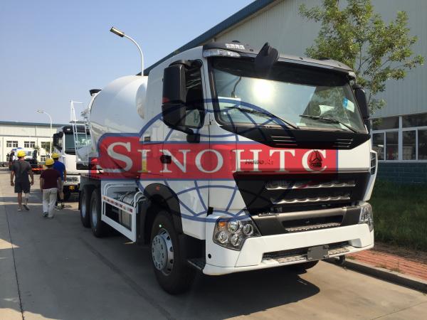 6x4 Cement Mixer Truck , 12m3 Drum Mix Concrete Truck HOWO76 / HOWOA7 Cabin