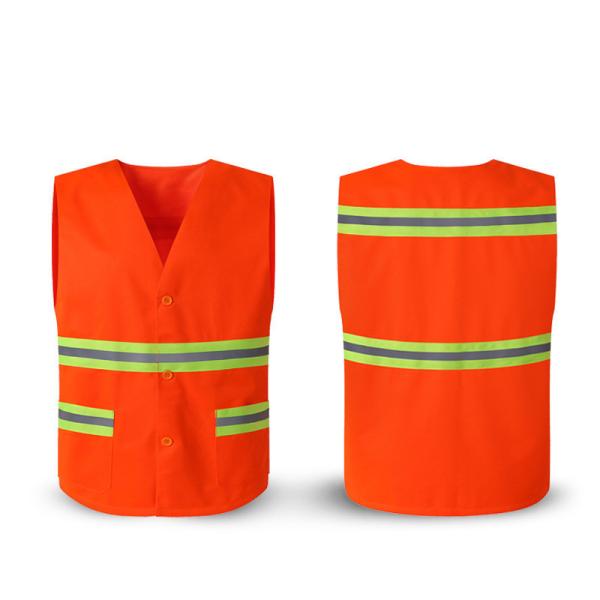 Washable Reflective Safety Vests Orange Construction Vest With Pockets