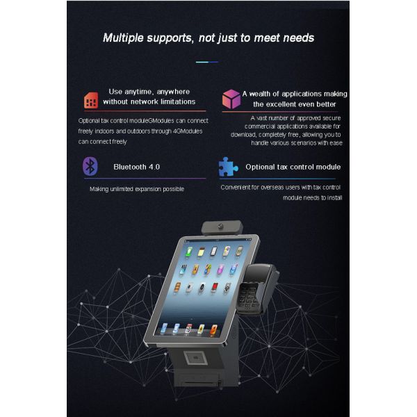 A Compact 15.6-inch Desktop Smart Ordering Terminal with Intelligent Features is Suitable For Milk Tea Shops and Community Fast Food Restaurants