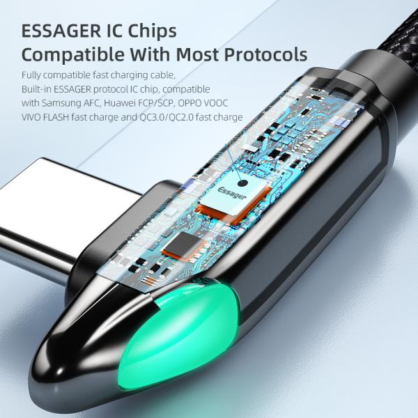 Essager 2021 Fast Charge T Shaped Type C USB Cable 5A 0.5M 1M 2M