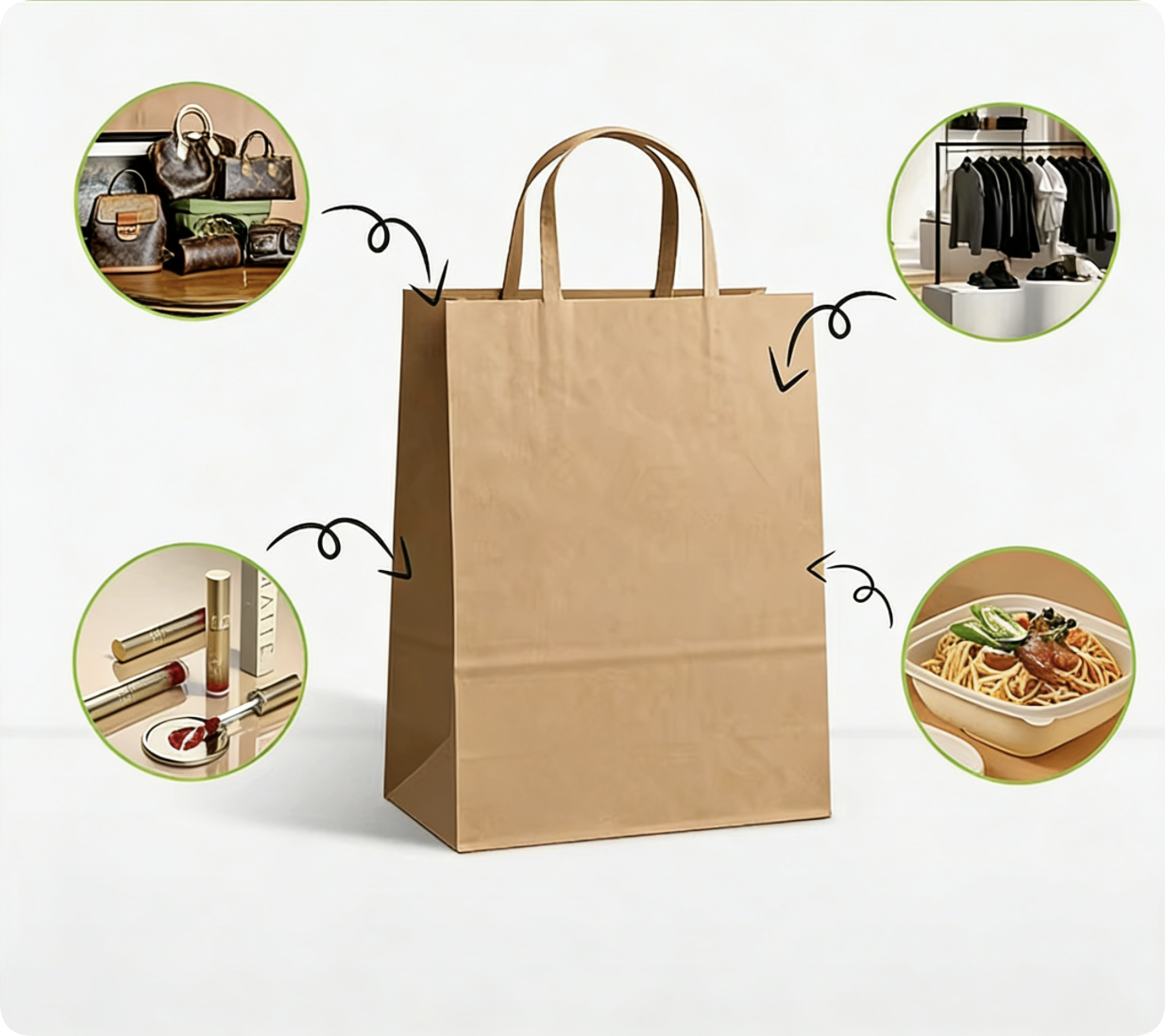 Flat Handle Biodegradable Compostable Eco-Friendly Craft Grocery Paper Bag