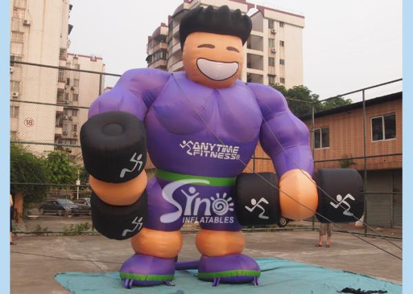 Purple Shirt Advertising Inflatables Muscle Man Commercial Grade for promotion used