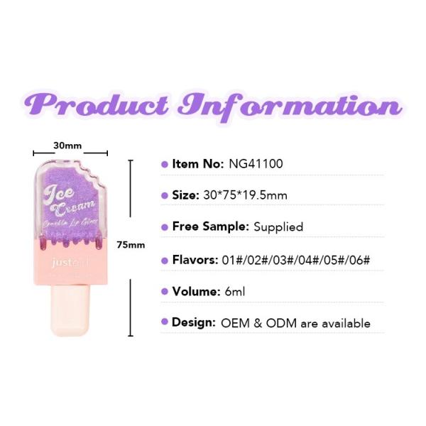 OEM Irresistible Charm Ice Cream Shaped Lip Gloss Essence Cosmetics Lip Gloss 6ml