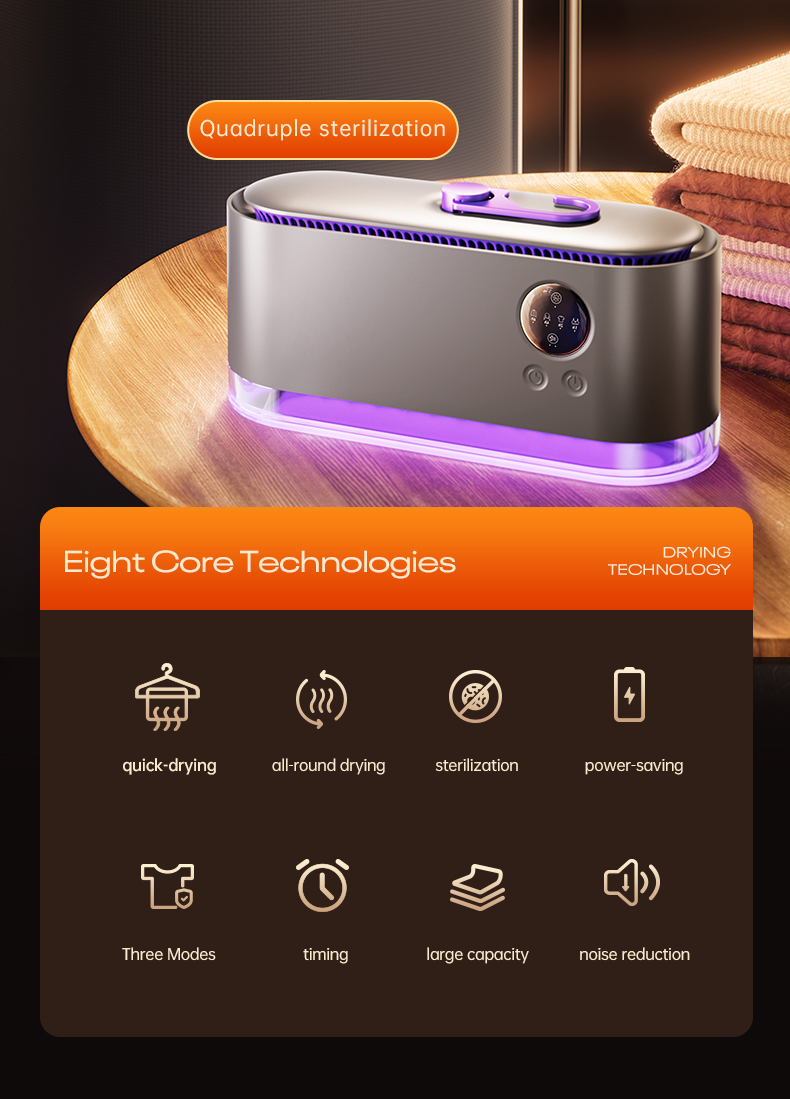 New Design Home Electric UV Heating Foldable Smart Baby Mini Compact Electric Machines Portable Clothes Dryer for Travel