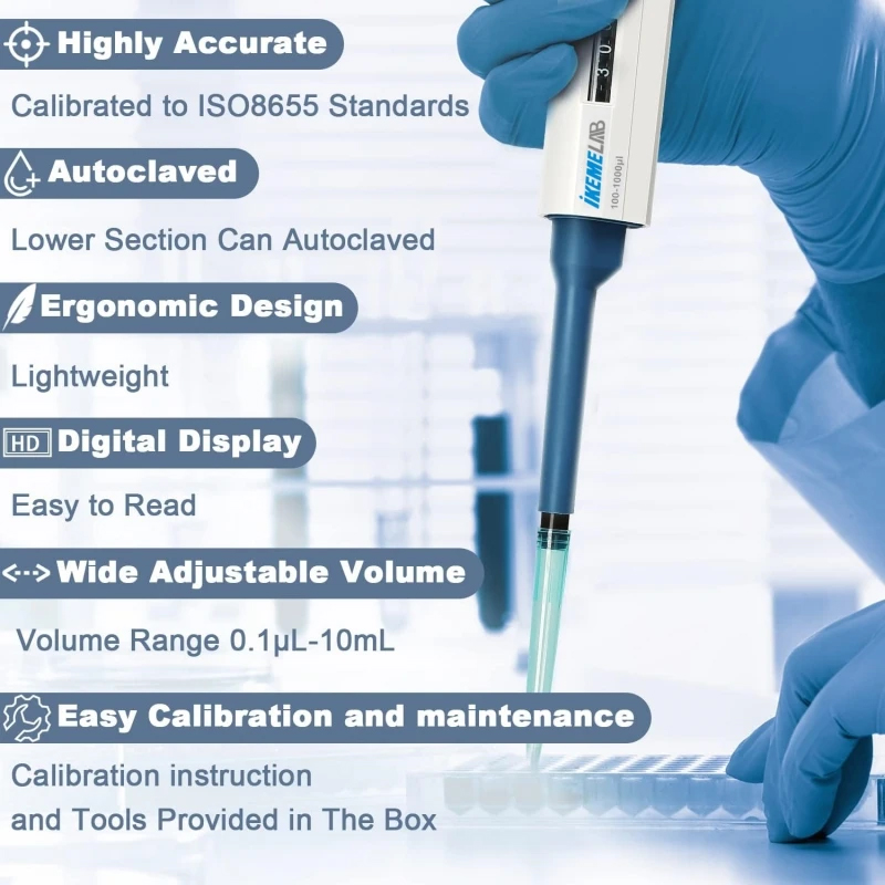 Autoclavable Digital Micro Pipette 0.1ul-10ml Variable Volume Liquid Dosing Dispenser for Laboratory Use