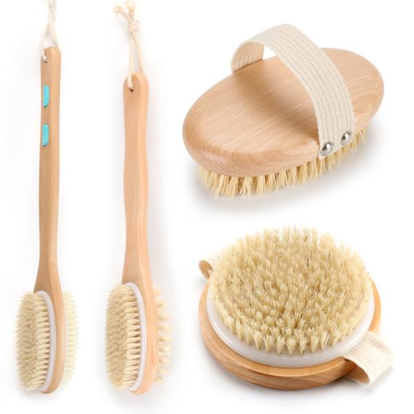 Beech Wood Sisal Bristles Exfoliating Dry Brush For Dry Skin Cleansing